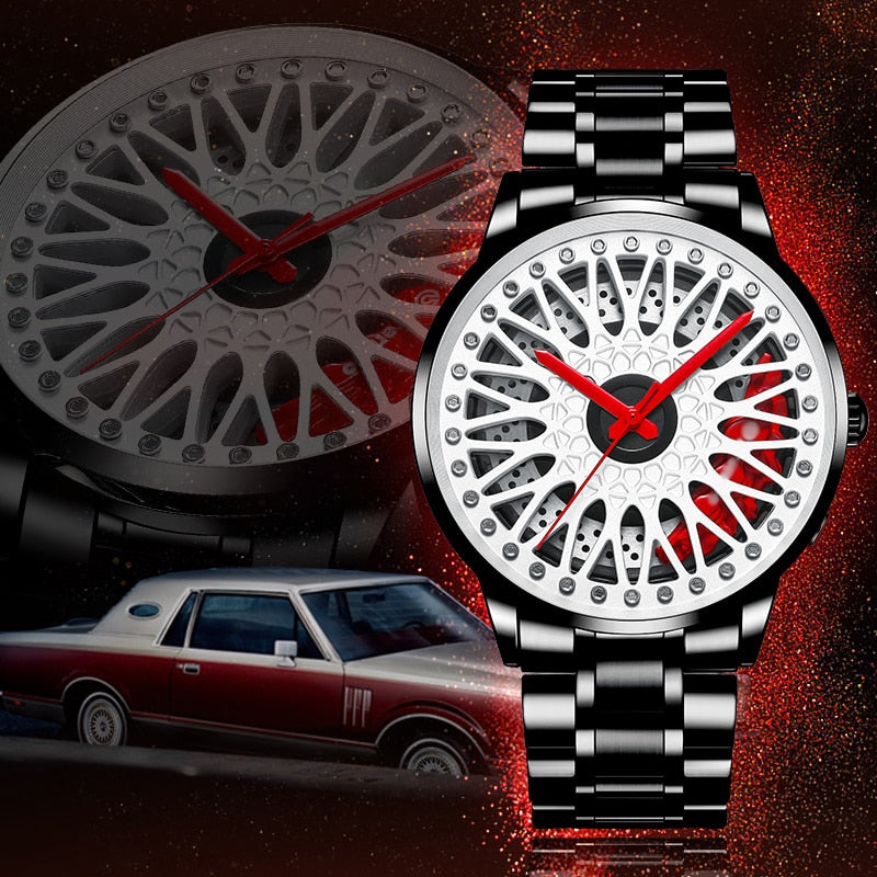 ROTATING DIAL CAR RIM WATCH